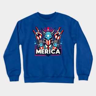 Trump Merica and 3rd World Country Rock Sign for 4th of July Crewneck Sweatshirt